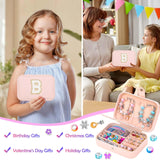 Girls Charm Bracelet Making Kit with Jewelry Box for Kids Charm Beads for Jewelry Making DIY Bracelet Craft Kit for Girls Age 8-12 Birthday Gifts Valentine Christmas Billbotk