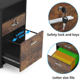 Tribesigns 2 Drawer Mobile File Cabinet with Lock, Wood Modern Filing Cabinet for Letter Size, Printer Stand with Rolling Wheels and Open Storage Shelf for Home Office(Rustic Brown) Tribesigns