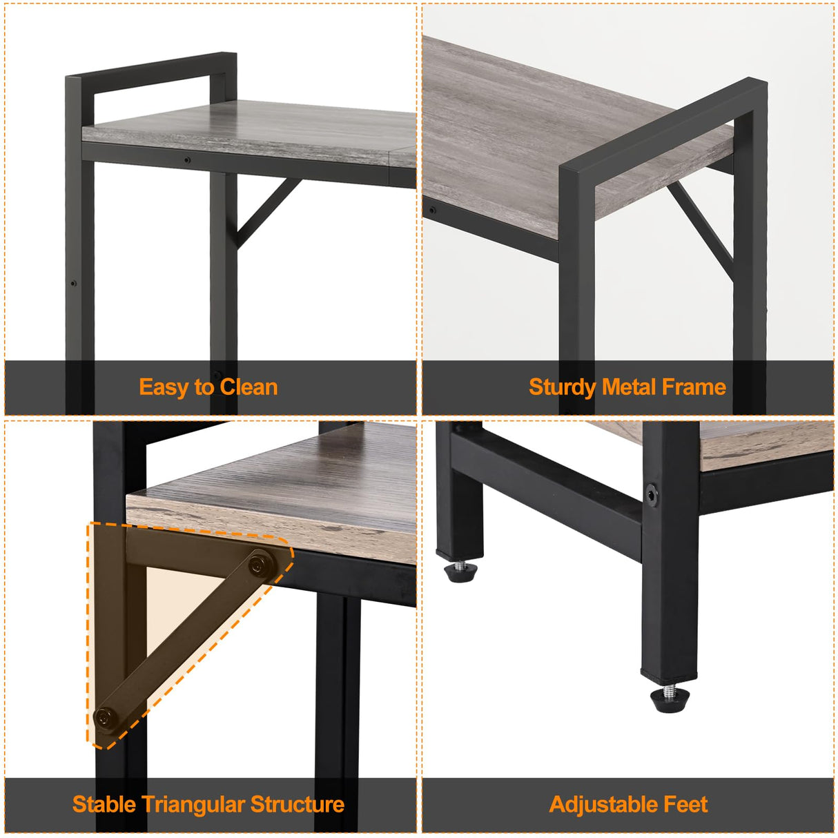 Livofloral Narrow Console Table, Small Entryway Table, Sofa Table with 2 Support Bar, Industrial Couch Table, Thin Side Table, Display Table for Living Room, Hallway, Bedroom, Foyer, Grey Livofloral