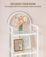 Hzuaneri Bookcase Bookshelf, Tempered Glass Bookshelves, Slim Shelving Unit for Bedroom, Bathroom, Home Office, Steel Frame, 5 Tier White BC05099W Hzuaneri