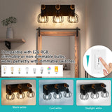 Farmhouse Bathroom Light fixtures, 3 Light Wood Bathroom Lights Over Mirror, Rustic Rattan Black Vanity Light with Globe Metal lampshade, Sconces Wall Lighting for Bathroom, Living Bedroom Hallway Zhizenl