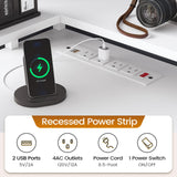 SEDETA L Shaped Desk with 6 Drawer, 108" Home Office Desk with File Drawer & Power Outlet, Corner Computer Desk with Monitor Shelf, File Cabinet, Two Person Desk, Gaming Desk with Led Lights, White SEDETA