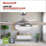 Honeywell Ceiling Fans Carmel Modern 48 Inch Ceiling Fan with Light, Remote Control Fan, LED Indoor Fan with 5 Blades, Gray Oak and Brown Chestnut Blade Finish Options, Silver (51627-01) Honeywell