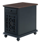 Martin Svensson Home Elegant Power Chairside End Table, 24 in x 16 in x 25 in, Blue with Walnut Martin Svensson Home