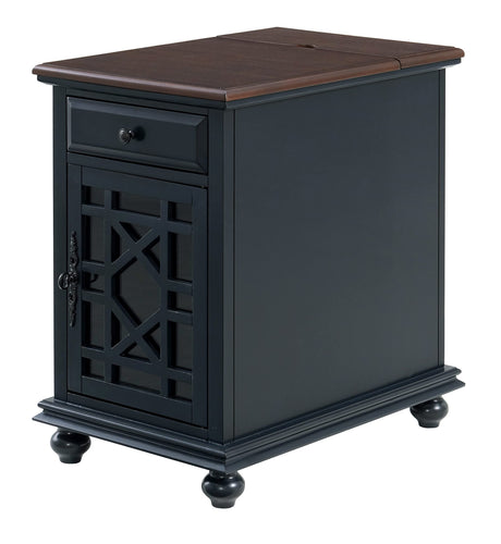 Martin Svensson Home Elegant Power Chairside End Table, 24 in x 16 in x 25 in, Blue with Walnut Martin Svensson Home