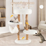 Tangkula Cat Tree Tower, Solid Wood Modern Cat Tower with Cozy Top Perch, 2 Platforms & 1 Hammock, Natural Branch Cute Cat Tree with Scratching Posts & Sisal Rope for Indoor Cats Tangkula