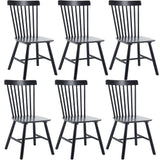 DM Furniture Dining Room Chairs Set of 6 Windsor Dining Chair with Spindle Back,Farmhouse Armless Side Chair,Solid Wood French Country Kitchen Chairs for Home/Patio/Restaurant, Black DM Furniture