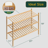 Z&L HOUSE 3-Tier Shoe Rack for Closet, Stackable Shoes Rack Organizer Free Standing Shoe Shelf for Entryway and Closet Hallway, Multifunctional Bamboo Rack in Different Combinations (3-Tier) Z&L HOUSE