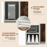 IFANNY Reception Desk, 48’’ Retail Counter w/Lockable Drawer & Storage Shelf, L-Shaped Reception Table, Wooden Computer Desk for Salon, Restaurant, Office (Rustic Brown & White) IFANNY