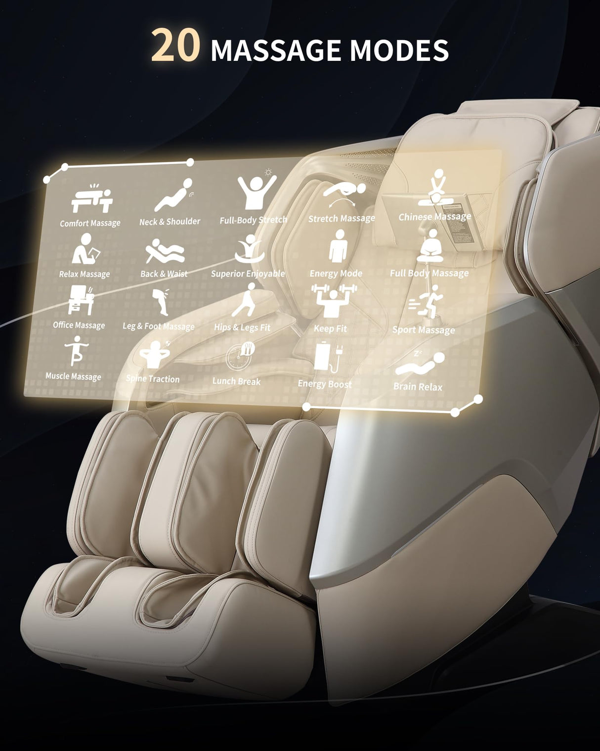 MeitFith 4D+2D Dual Mechanism Massage Chair Full Body, Zero Gravity Shiatsu SL Track Massage Chair with Heat, Calf Rollers, Bluetooth Speakers, AI Voice Control & Smart Body Scan, Beige MeitFith