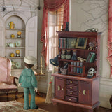 BEIREG Dollhouse Miniatures 1/12 Scale Accessories, Wooden Bookshelf Furniture Set - Magic Bottle&Potion, Witch Frame and Hat, Mini Bookcase, Haunted Dollhouse Halloween Decorations for Kids Gifts BEIREG