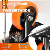 QNCZ 4" Caster Wheels, Outstanding Casters Set of 4 Heavy Duty, Silent Industrial Casters, Locking Casters Wheels for Furniture, Castor Wheels for Cart, Workbench. QNCZ