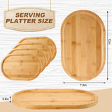 Tanlade 4 Pieces 12 x 7.5 Inch Wooden Serving Tray, Oval Serving Tray Rustic Wood Trays for Crafts Large Decorative Wooden Serving Platter for Tea Coffee Table Food Kitchen Dessert Veggie (Bamboo) Tanlade