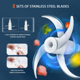 Bear Food Processor, Electric Food Chopper with 2 Glass Bowls (8 Cup+2.5 Cup), 400W Power Grinder with 2 Sets Stainless Steel Blades, 2 Speed for Meat, Vegetables, and Baby Food Bar