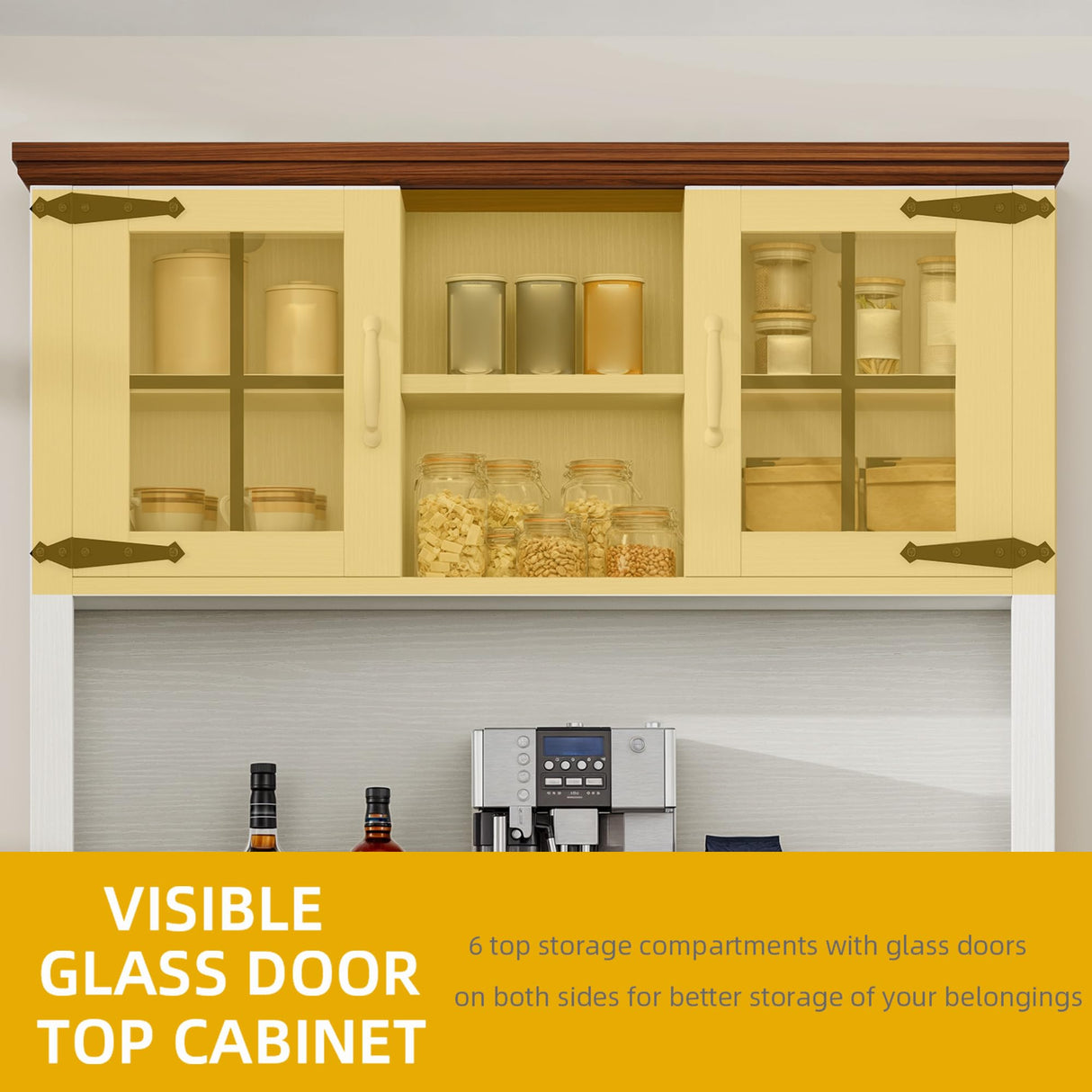 DWVO Kitchen Pantry Cabinet, 70" Tall Farmhouse Freestanding Kitchen Storage Cabinets with 10 Gallon Tilt-Out Trash Can Cabinet,2 Drawers, Microwave Coffee Bar for Living & Dining Room, White Walnut DWVO