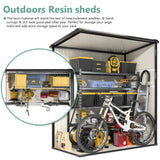 Aoxun Outdoor Storage Shed 5 x 3FT, Resin Shed with Floor and Lockable Door, Plastic Shed for Bike, Garbage Can, Tool, Accessories, Lawn, Garden - Beige Aoxun