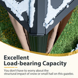 Greesum 10'x13' Hardtop Polycarbonate Gazebo, Outdoor Steel Double Roof Canopy, Aluminum Frame Permanent Pavilion with Netting and Curtains for Lawns, Patio, Backyard and Deck Greesum