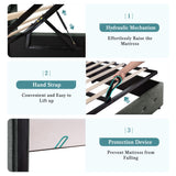 HOOMIC King Size Hydraulic Lift Up Storage Bed with Wingback Headboard in Dark Grey HOOMIC