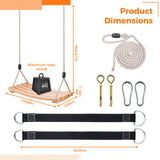 Wooden Tree Swing,Wooden Swing for Adults/Kids with 500lbs Load Capacity,Adjustable Hemp Rope Plus Tree Straps 100 inch, Hanging Wooden Swing for Indoor, Outdoor, Garden,Yard,Backyard (Curved Wooden) GEKMOR