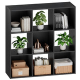 Sweetcrispy 9 Cube Storage Organizer - Open Cube Bookshelf with 5 Removable Back Panels, Display Storage Bookcase for Living Room, Bedroom, Entrance Hall, Home Office，36" L×11.6" W×36" H, Black Sweetcrispy