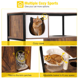 Aivituvin Cat Litter Box Enclosure, Litter Box Furniture Hidden, Wooden Cat Washroom Furniture, Indoor Cat House with Condo, Hammock, Scratching Mat and Storage Shelves Aivituvin