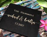 Wooden Wedding Guest Book Custom Made in USA (11"x8.5", Black Stain) Wood Rustic Vintage Personalized 50th Anniversary Bridal Shower Guestbook Weddings-by-StockingFactory
