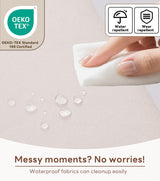 Tbfit 360° Swivel Recliner Chair, Nursery Rocking Chair with Lumbar Support & Footrest for Bedroom, Comfy Upholstered Armchair with Pillows & Storage Bag for Living Room (Beige, Hidden Ring Handle) Tbfit