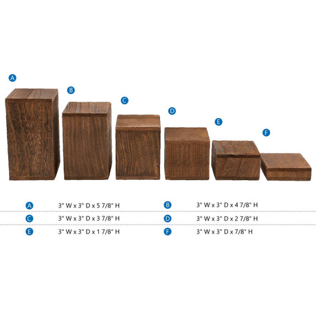 MOOCA Wooden 6 Pcs Square Risers for Display Jewelry and Accessories Display Stand Wooden Display Risers, Wood Jewelry Risers Wood Figurine Display MOOCA
