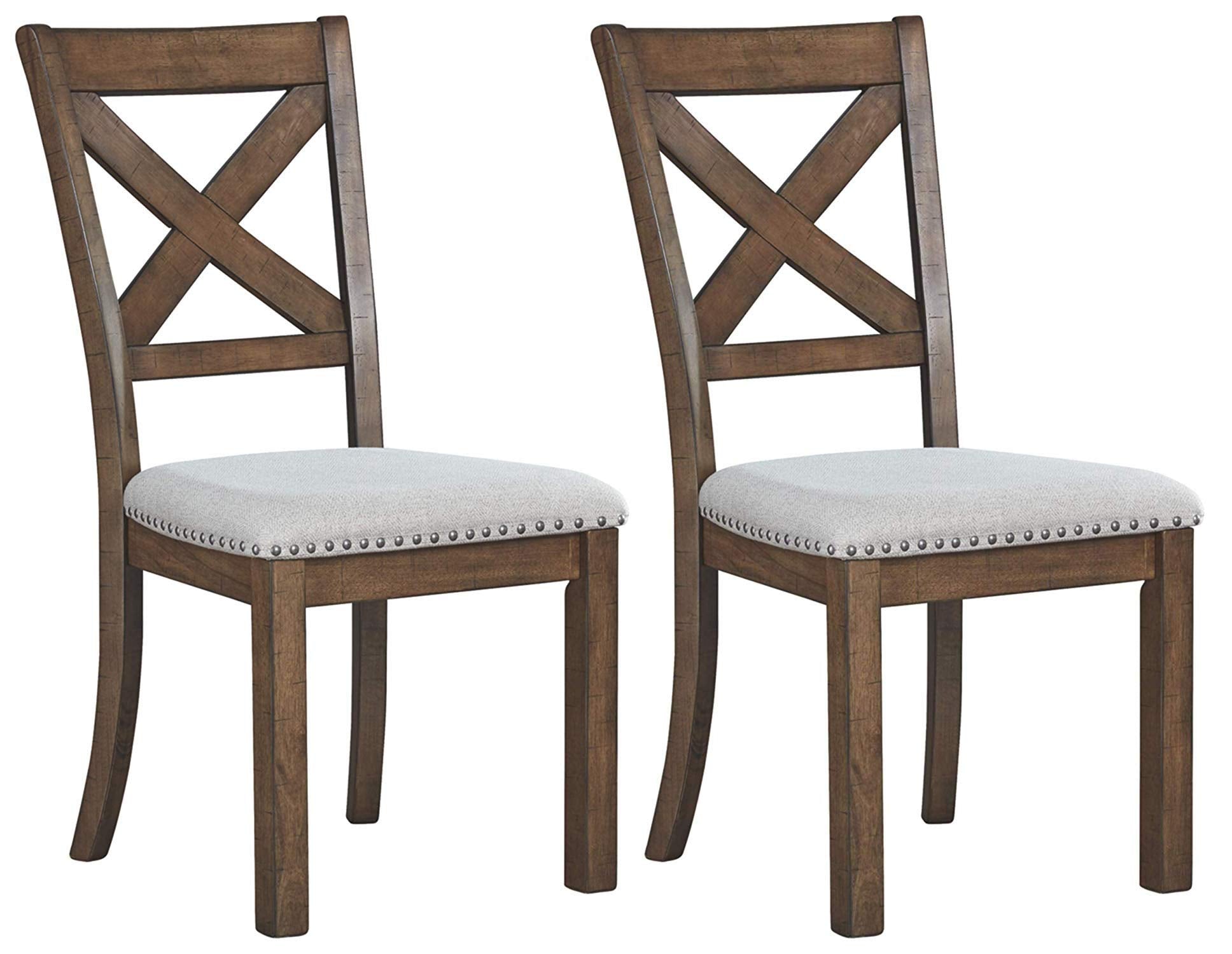 Signature Design by Ashley Moriville Modern Farmhouse 19" Upholstered Dining Room Chair, 2 Count, Brown - WoodArtSupply