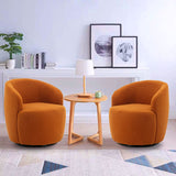 KIVENJAJA Swivel Barrel Chair, Teddy Sherpa Upholstered Modern Round Accent Arm Chairs, 360 Degree Swivel Small Single Sofa Armchair for Nursery Living Room Bedroom (Teddy, Orange) KIVENJAJA