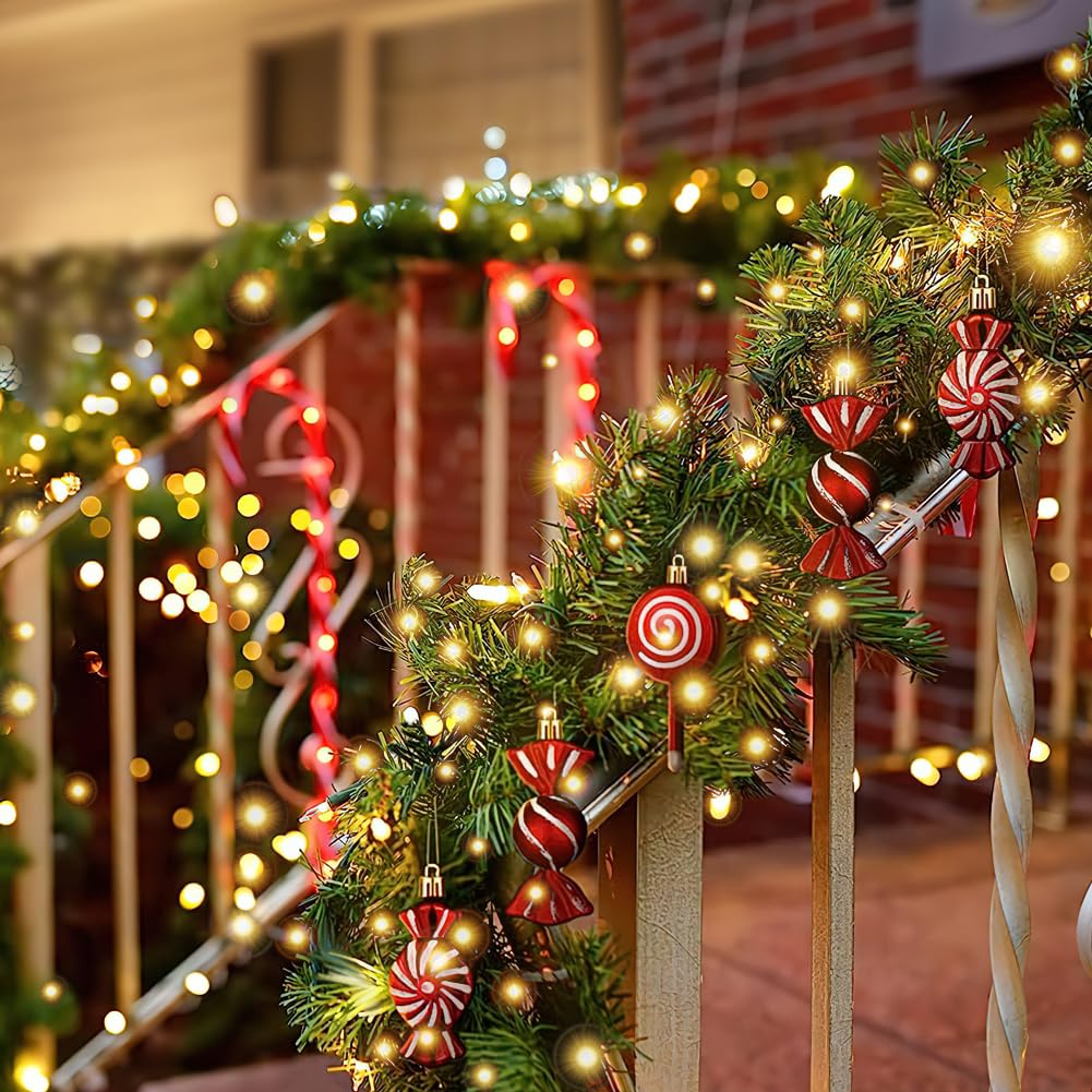 JEWHUN F3 170 FT 500 LED Christmas Lights Indoor,Warm White Christmas String Lights for Outside, Green Wire Plug in Outdoor String Lights,Christmas Tree Lights for Halloween Party Wedding JEWHUN