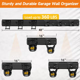 WEZAFO Garden Tool Organizer Wall Mount, Heavy Duty 48 Inches Garage Organization and Storage Racks for Yard Tools with 6 Hooks, Tool Hangers Holders for Hanging Folding Chair, Rake and Shovel WEZAFO