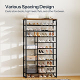 HOOBRO Shoe Rack, 10-Tier Shoe Shelf with Boots Storage, Large-Capacity Shoe Storage Organizer for Entryway, for 27-30 Pairs of Shoes, Hallway, Dorm Room, Rustic Brown and Black BF172XJ01 HOOBRO