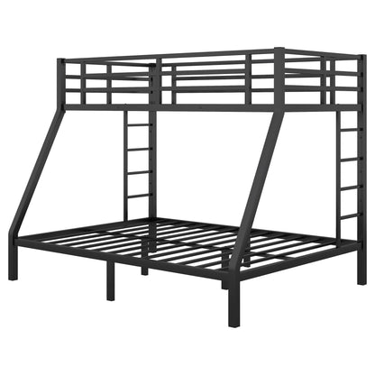 Twin XL Over Queen Bunk Beds for Adults,Heavy Duty Adult Bunk Beds,Metal Bunk Bed Twin XL Over Queen with 2 Ladders,Queen Bunk Bed, Noise-Free,Black