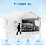 Carport 10x20 FT Heavy Duty, Outdoor Portable Garage with Removable Sidewalls & Doors, Waterproof, UV-Resistant Canopy Shelter for Vehicles, Boats, RVs, Trucks, All-Season Car Port,White RICHRYCE