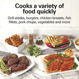 Hamilton Beach Electric Indoor Grill, 6-Serving, Large 90 sq. in. Nonstick Easy Clean Plates, Floating Hinge for Thicker Foods, 1200 Watts, 6.38"D x 12.68"W x 13.78"H , Silver (25371) Hamilton Beach