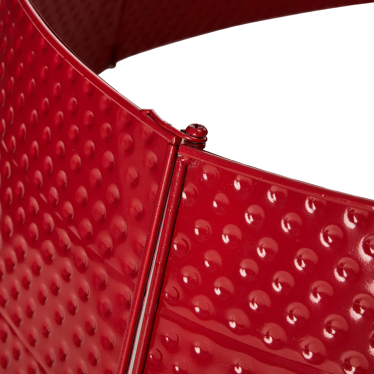 Glitzhome 40.5" D Christmas Red Hammered Metal Tree Collar, Decorative Tree Stand Cover Tree Ring for Christmas Decor Glitzhome