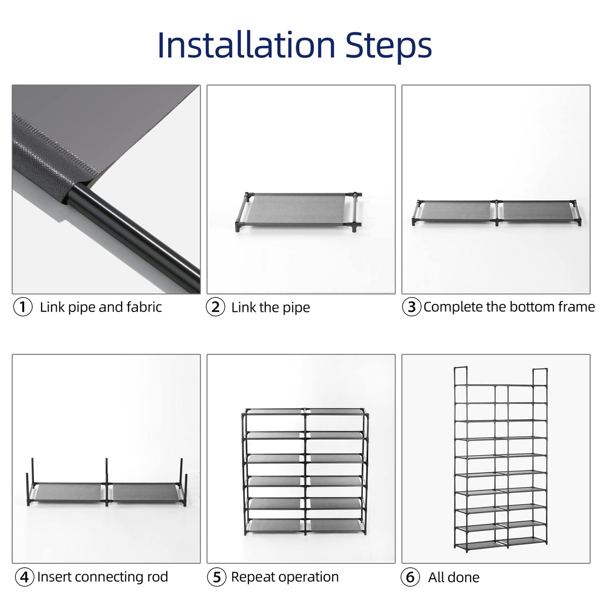 HODYANN 10 Tiers Shoe Rack, 30-40 Pairs Large Shoe Organizer, Sturdy Shoe Storage, Space Saving Tall Metal Shoe Shelf, Stackable Shoe Rack for Closet, Entryway, Bedroom, Black HODYANN