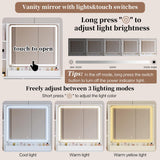 Large Vanity Desk with 3 Color Touch Screen Dimming Mirror, Vanity Desk with Charging Station, Modern Retractable Makeup Dressing Table, Vanity Table With storage shelves and 5 Sliding Drawers, White YYJ