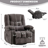 BOSMILLER Oversized Recliner Chair for Adults with Vibration Massage and Lumbar Heating Swivel Rocker Recliner with Cup Holder and USB Charge Port for Living Room BOSMILLER