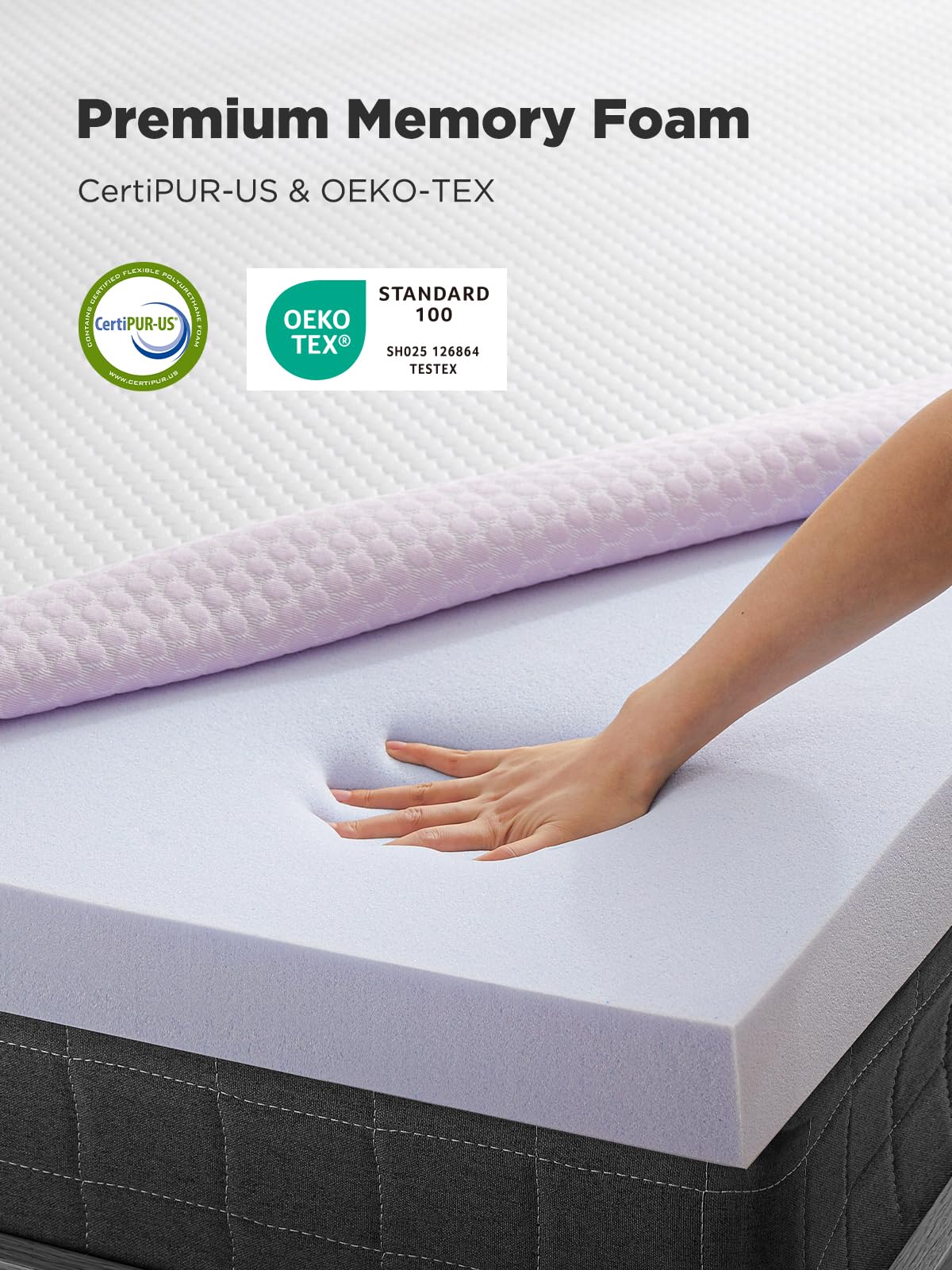 PERLECARE 3 Inch Gel Memory Foam Mattress Topper for Pressure Relief, Premium Soft Cooling Sleep, Non-Slip Design with Removable & Washable Cover, CertiPUR-US Certified - Twin PERLECARE