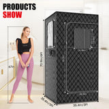 MXMZHXU Home Portable Steam Sauna, 3Ft*3Ft*6Ft Sauna Tent Sauna Box with 3L 1200W Steamer, Remote Control, Folding Chair, 15 Levels 60 Mins Working（Wider&Taller 3Ft*3Ft*6Ft，Black） MXMZHXU