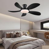 PHORUS 48" Low Profile Ceiling Fan With Lights and Remote/APP, Black With Quiet Reversible DC Motor, Dimmable 3 Colors 6 Speeds, Modern Flush Mount for Bedroom Kitchen PHORUS