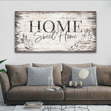 Home Sweet Home Wall Art Sign Large Dark Brown Farmhouse Wall Sign for Living Room Decoration Wooden Board Design Canvas Prints Modern Rustic Artwork Leaf Pictures Wall Decor 20" x 40" arteWOODS