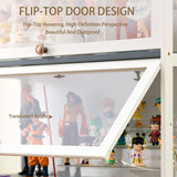 White Wooden Display Cabinet with Acrylic Doors, 5-Tier Bamboo Display Cases for Figurine, Curio Cabinet Toy Organizers Rack & Display Shelf for Home Office, Playroom, Living Room, Bedroom, 65in Generic