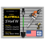 DLDIRECT 36" X 48" - Grey Slatwall Panel Garage Organizer: Heavy Duty Wall Mounted PVC Rack, Interlocking Slat Paneling for Garage Storage, Slotwall Board, Shelves System DLDIRECT