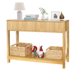 Long Console Table with Storage, Fluted Entryway Table, Slim Sofa Table Behind Couch Entry Table, Narrow Wood Hallway Table, Modern Living Room Couch Table, Black Foyer Entrance Table ZYBT