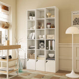 IBUYKE 6 Tier Narrow Bookcase with Doors, Cube CD DVD Storage Cabinet,Slim Media Tower Rack,Cabinet,White Bookcase Display Storage Shelves for Small Spaces,for Home Office White UWBC001W IBUYKE