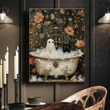 Halloween Paint by Numbers Kit for Adults Beginner-Funny Bathing Ghost and Black Cat Adult Paint by Number Kits on Canvas,Retro Horror DIY Acrylic Painting by Numbers for Gift Home Decor(16x20inch) Arttoplus