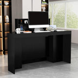 VOWNER 39.3" H Modern Reception Desk with LED Lighting, Office Counter with Display Cabinet, Secretary Desk with Power Outlets – Front Desk for Salon, Lobby – White (55.1" W x 21.2" D x 39.3" H) VOWNER